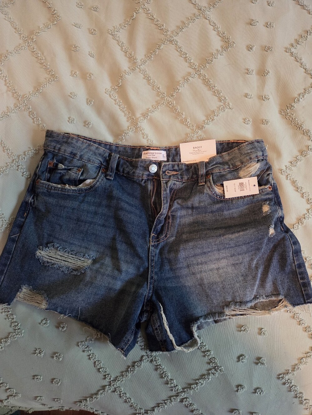Bluenotes Women's Medium Blue Distressed Denim Shorts